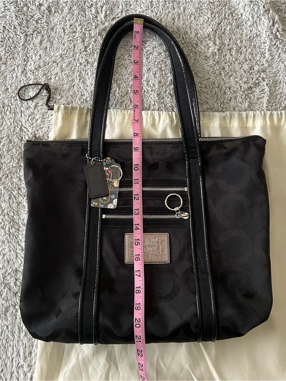 Vintage Y2K Coach Poppy Black Signature Glam Tote Bag - Picture 9 of 10